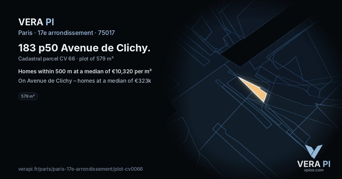 183 p50 Avenue de Clichy, 17e arrondissement at night – the plot lit, the parcels around coloured by the prices near them