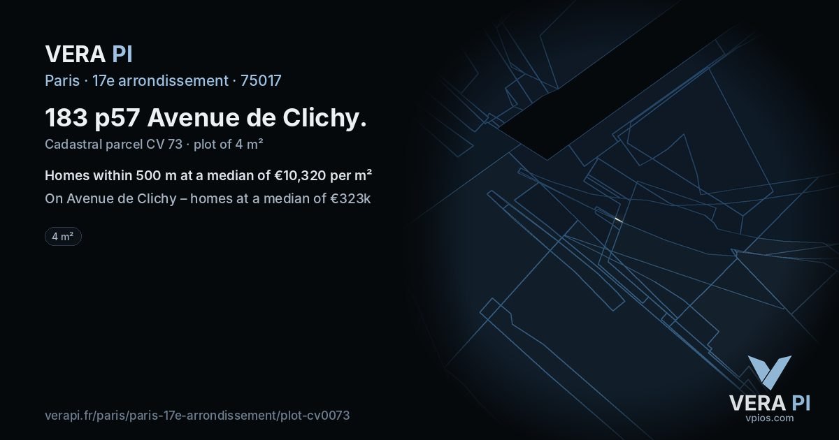 183 p57 Avenue de Clichy, 17e arrondissement at night – the plot lit, the parcels around coloured by the prices near them