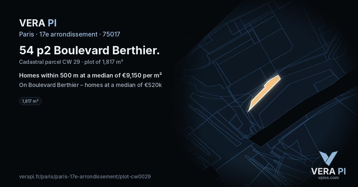 54 p2 Boulevard Berthier, 17e arrondissement at night – the plot lit, the parcels around coloured by the prices near them