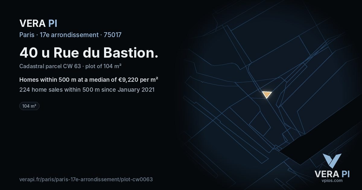 40 u Rue du Bastion, 17e arrondissement at night – the plot lit, the parcels around coloured by the prices near them