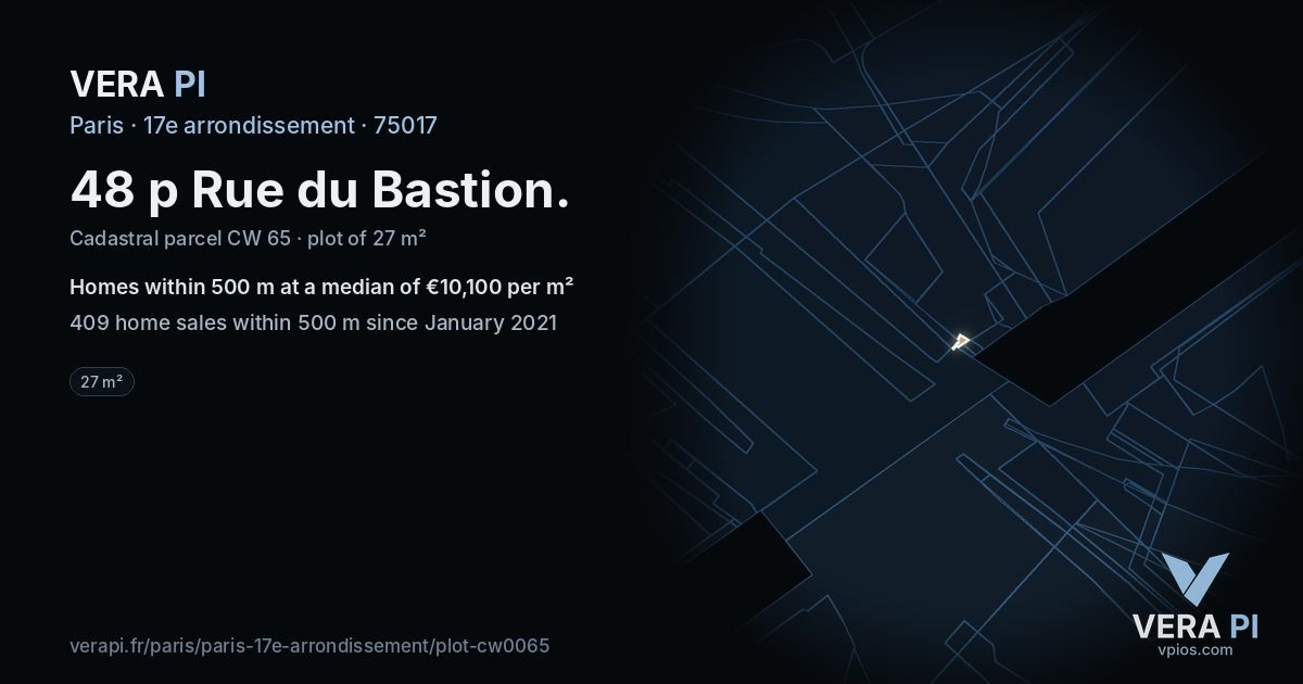 48 p Rue du Bastion, 17e arrondissement at night – the plot lit, the parcels around coloured by the prices near them