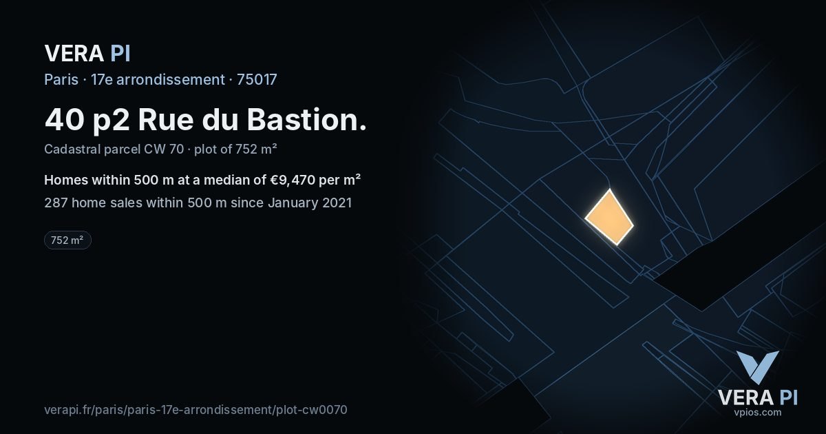 40 p2 Rue du Bastion, 17e arrondissement at night – the plot lit, the parcels around coloured by the prices near them