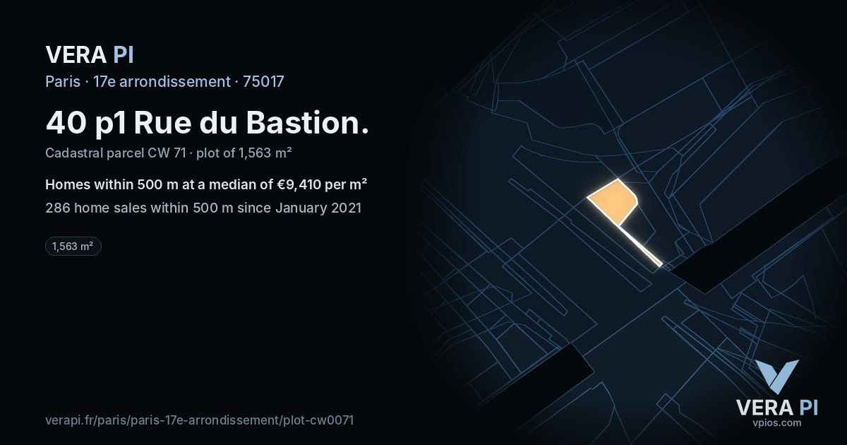 40 p1 Rue du Bastion, 17e arrondissement at night – the plot lit, the parcels around coloured by the prices near them