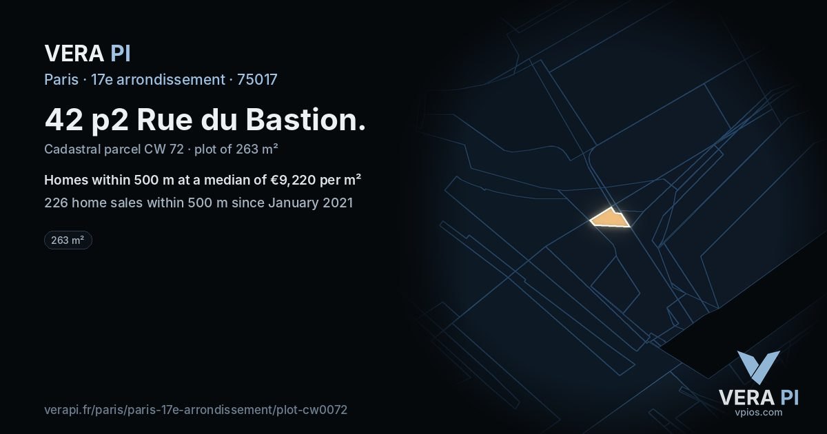 42 p2 Rue du Bastion, 17e arrondissement at night – the plot lit, the parcels around coloured by the prices near them