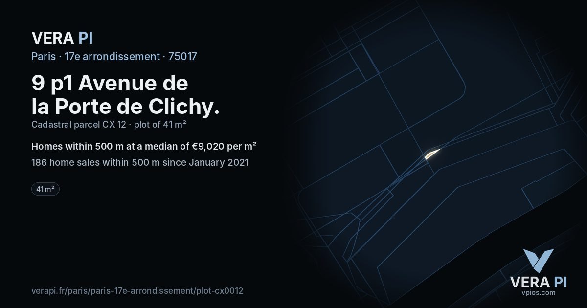 9 p1 Avenue de la Porte de Clichy, 17e arrondissement at night – the plot lit, the parcels around coloured by the prices near them