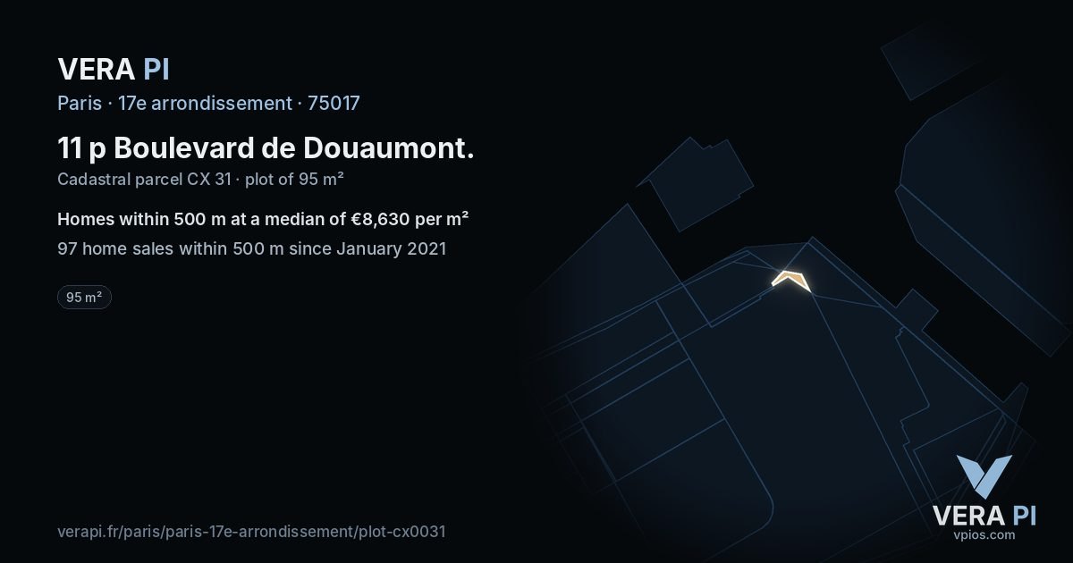 11 p Boulevard de Douaumont, 17e arrondissement at night – the plot lit, the parcels around coloured by the prices near them