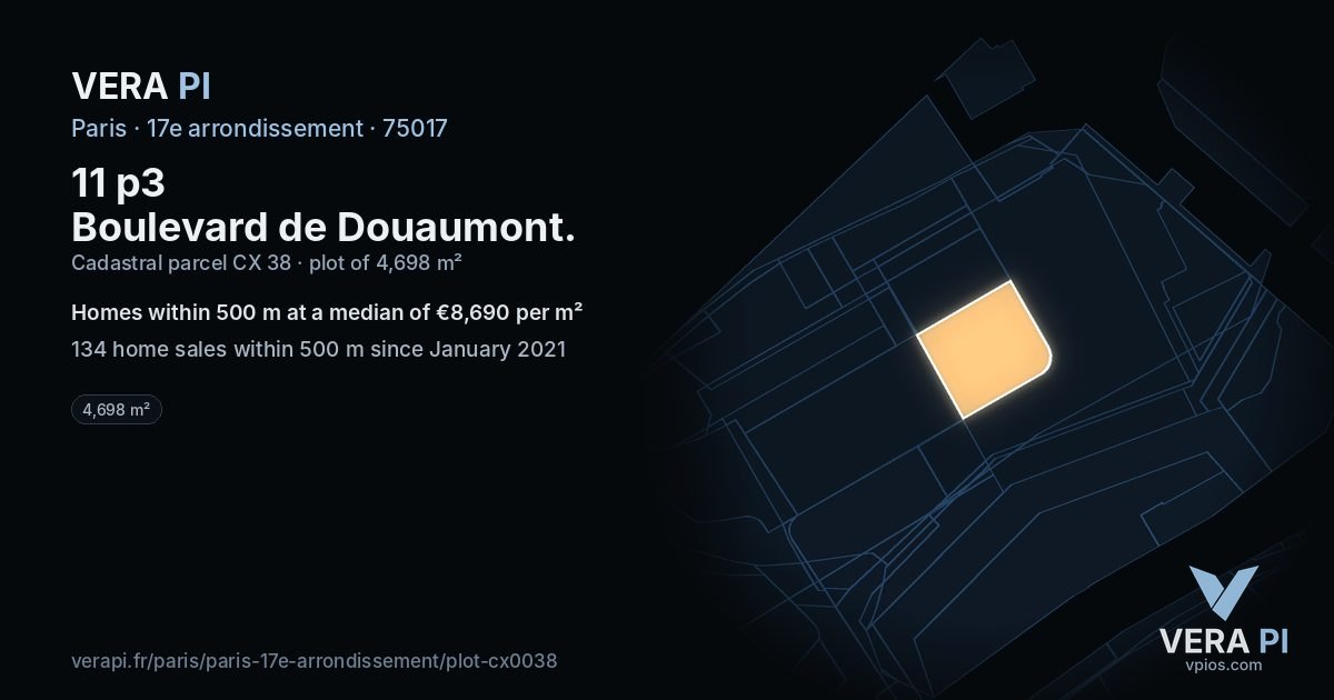 11 p3 Boulevard de Douaumont, 17e arrondissement at night – the plot lit, the parcels around coloured by the prices near them