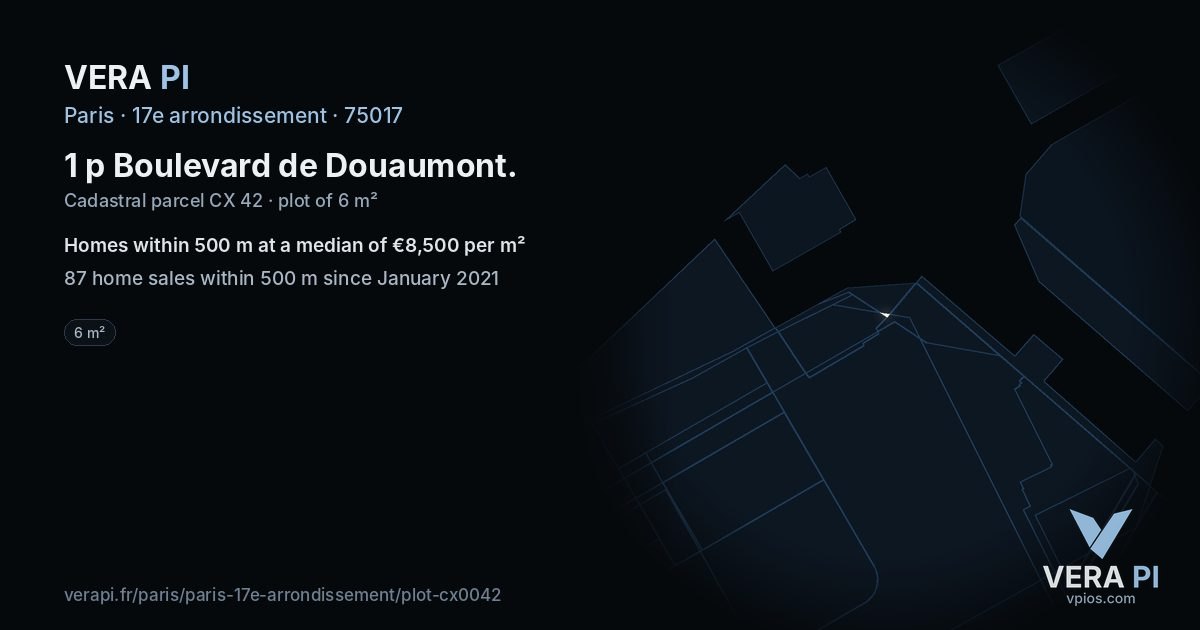 1 p Boulevard de Douaumont, 17e arrondissement at night – the plot lit, the parcels around coloured by the prices near them