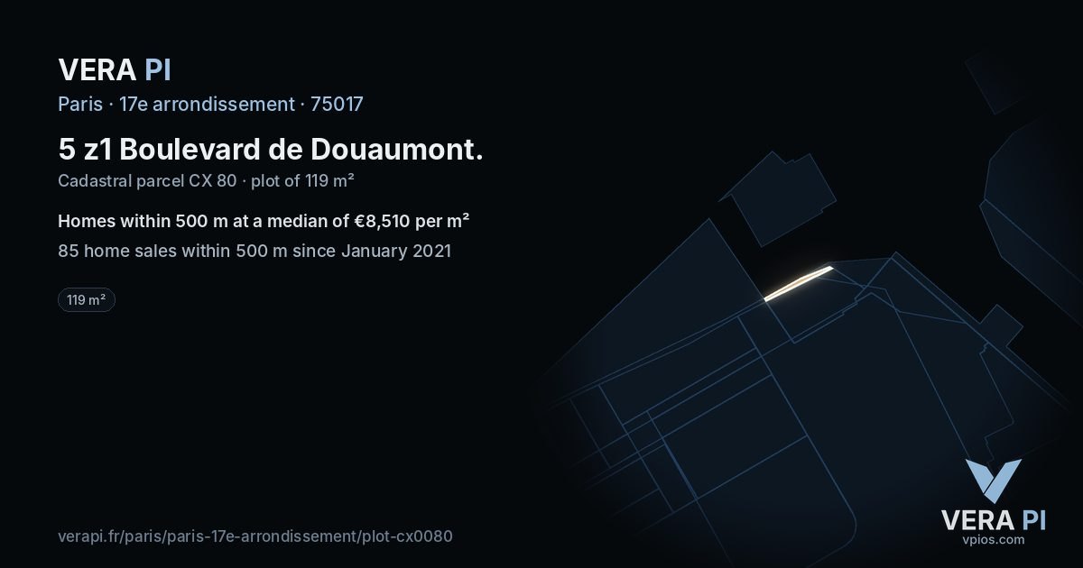 5 z1 Boulevard de Douaumont, 17e arrondissement at night – the plot lit, the parcels around coloured by the prices near them