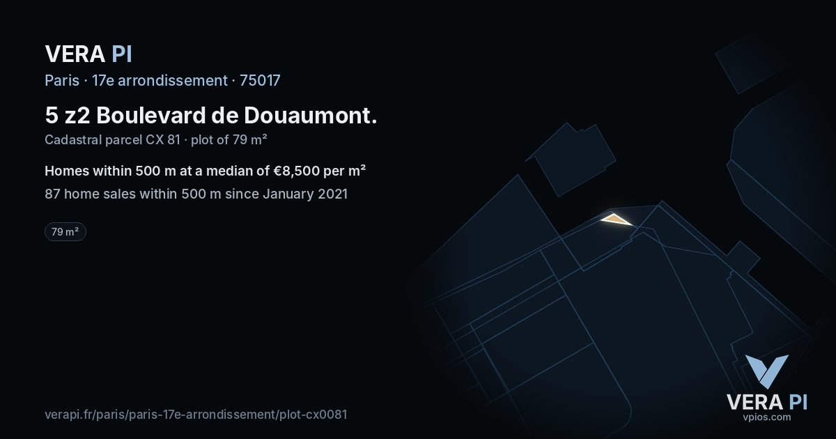5 z2 Boulevard de Douaumont, 17e arrondissement at night – the plot lit, the parcels around coloured by the prices near them