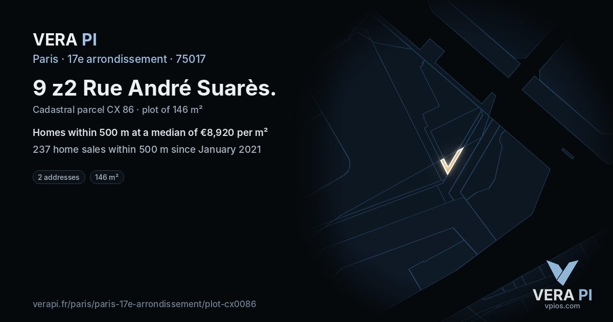9 z2 Rue André Suarès, 17e arrondissement at night – the plot lit, the parcels around coloured by the prices near them