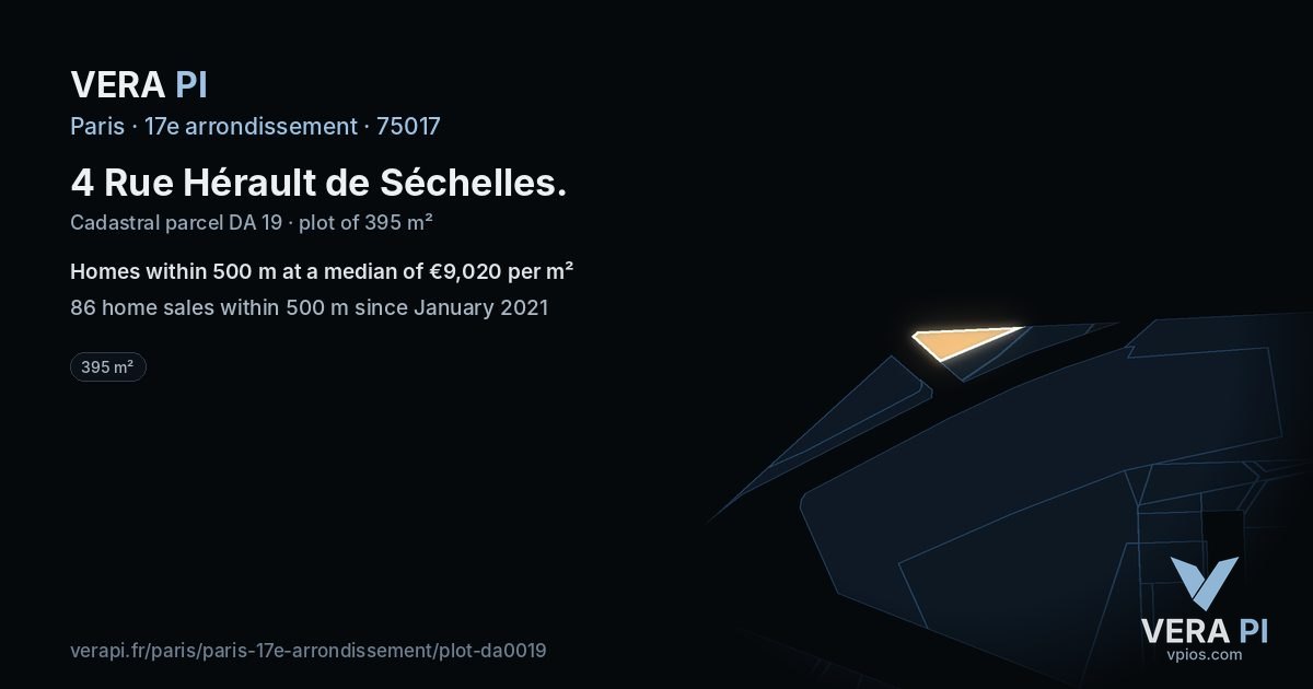 4 Rue Hérault de Séchelles, 17e arrondissement at night – the plot lit, the parcels around coloured by the prices near them