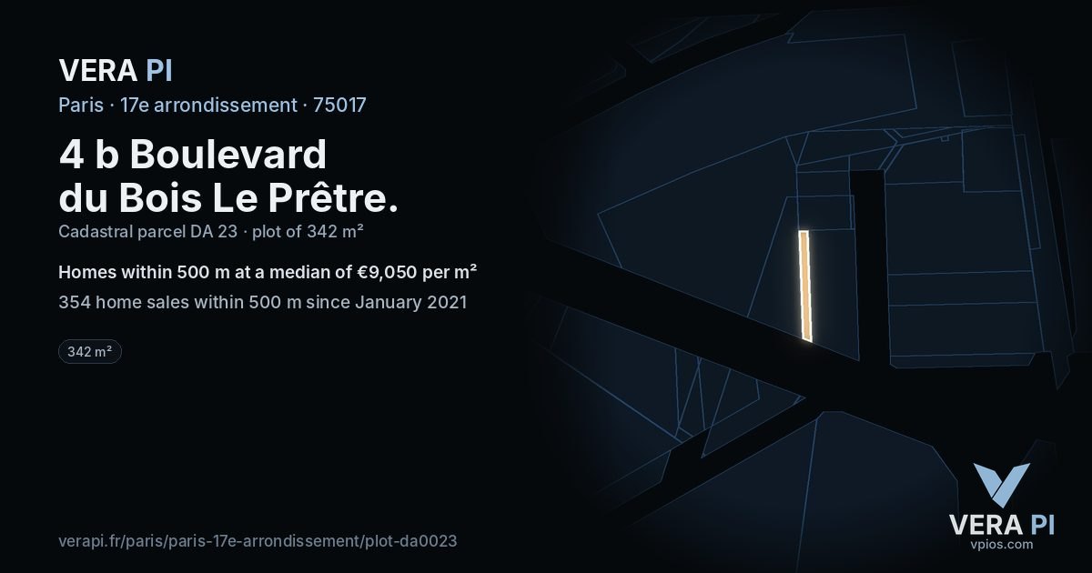 4 b Boulevard du Bois Le Prêtre, 17e arrondissement at night – the plot lit, the parcels around coloured by the prices near them