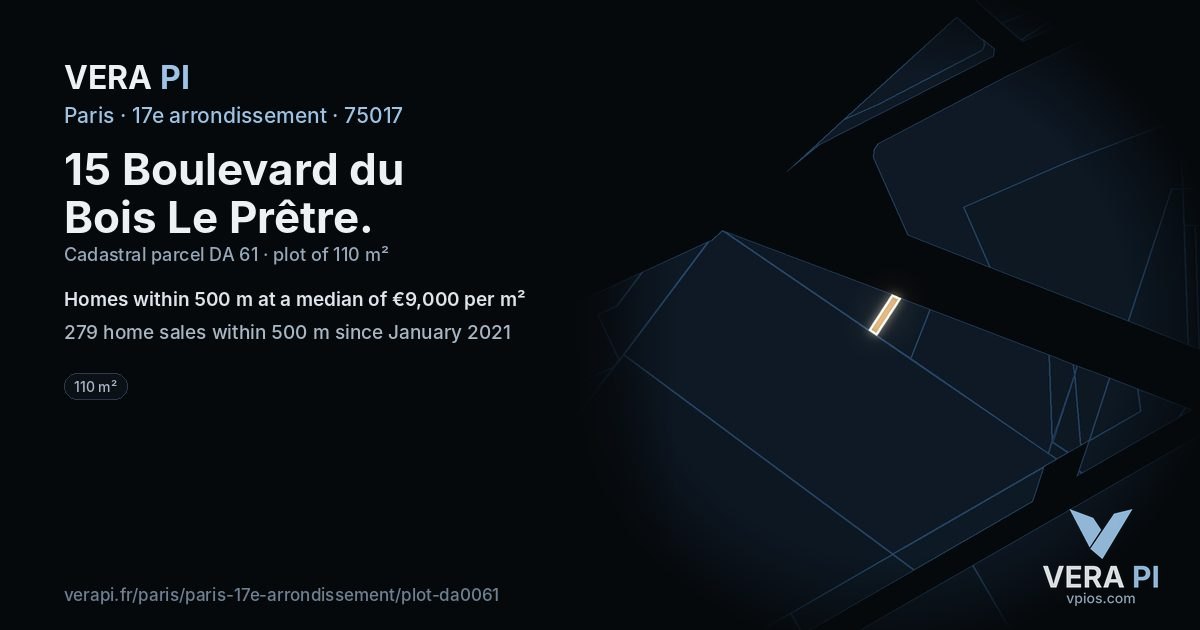 15 Boulevard du Bois Le Prêtre, 17e arrondissement at night – the plot lit, the parcels around coloured by the prices near them
