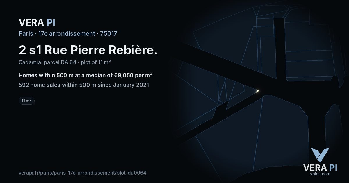 2 s1 Rue Pierre Rebière, 17e arrondissement at night – the plot lit, the parcels around coloured by the prices near them