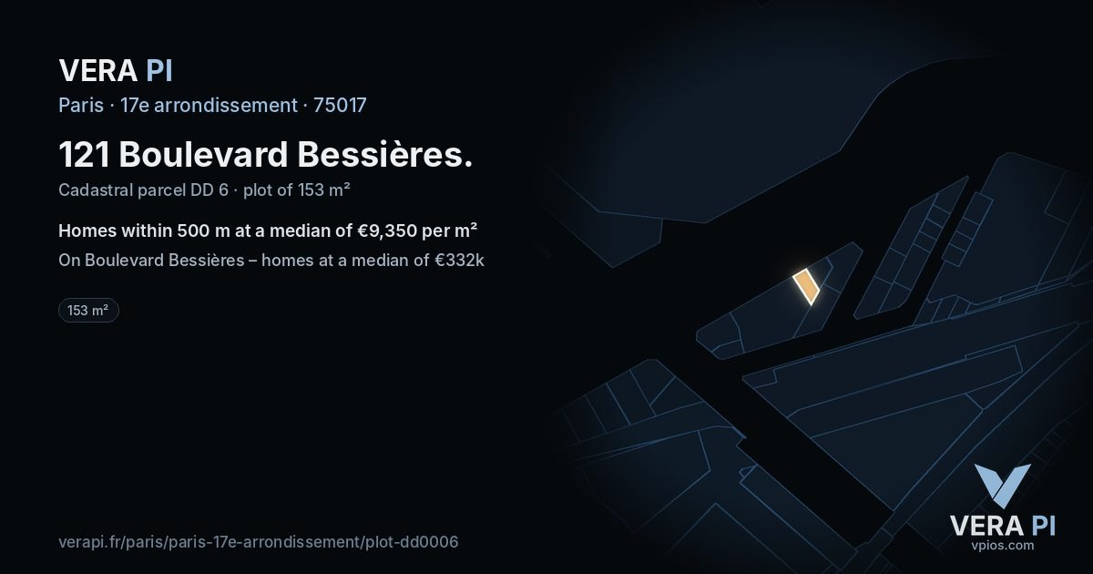 121 Boulevard Bessières, 17e arrondissement at night – the plot lit, the parcels around coloured by the prices near them