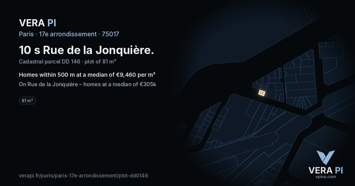 10 s Rue de la Jonquière, 17e arrondissement at night – the plot lit, the parcels around coloured by the prices near them