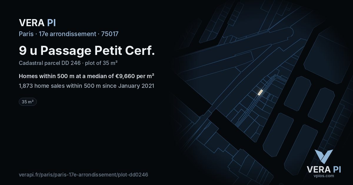 9 u Passage Petit Cerf, 17e arrondissement at night – the plot lit, the parcels around coloured by the prices near them