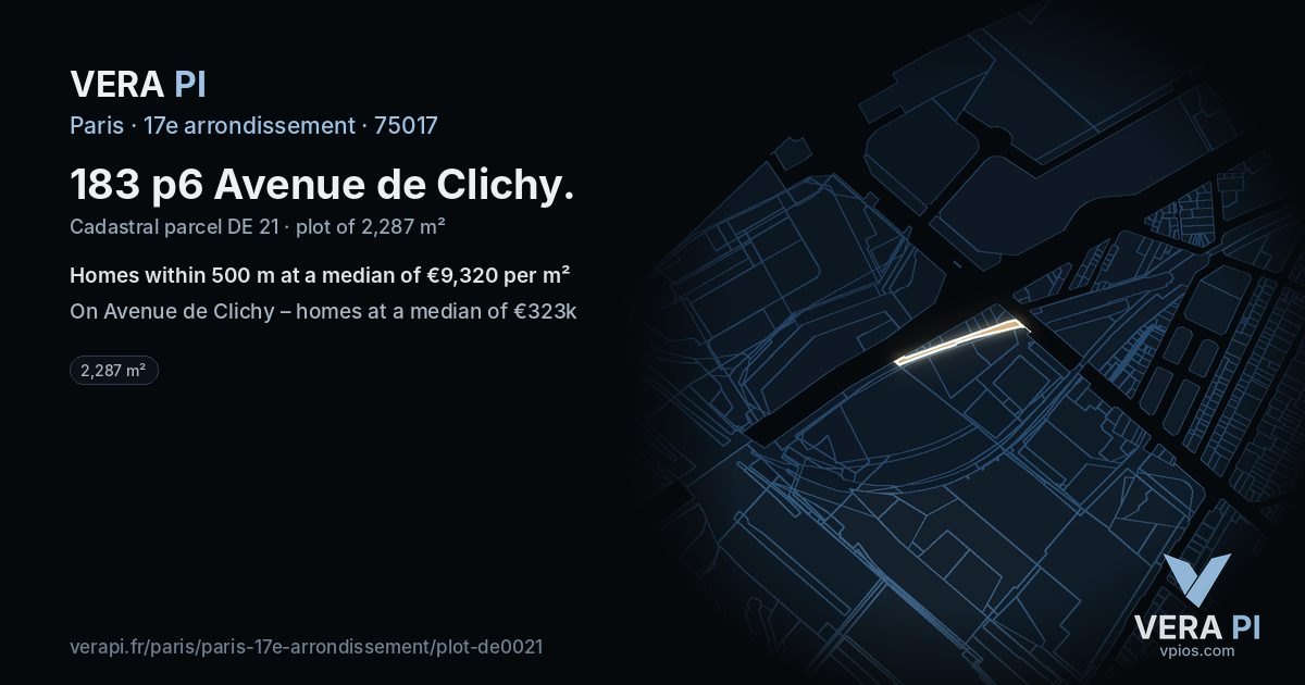 183 p6 Avenue de Clichy, 17e arrondissement at night – the plot lit, the parcels around coloured by the prices near them