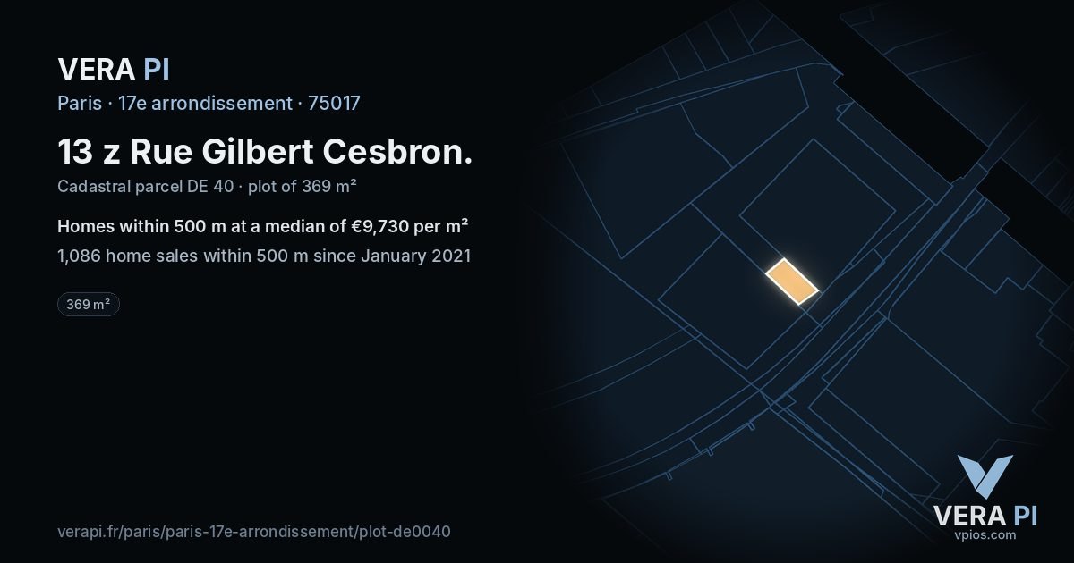 13 z Rue Gilbert Cesbron, 17e arrondissement at night – the plot lit, the parcels around coloured by the prices near them