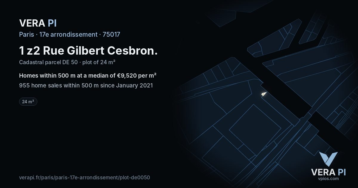 1 z2 Rue Gilbert Cesbron, 17e arrondissement at night – the plot lit, the parcels around coloured by the prices near them