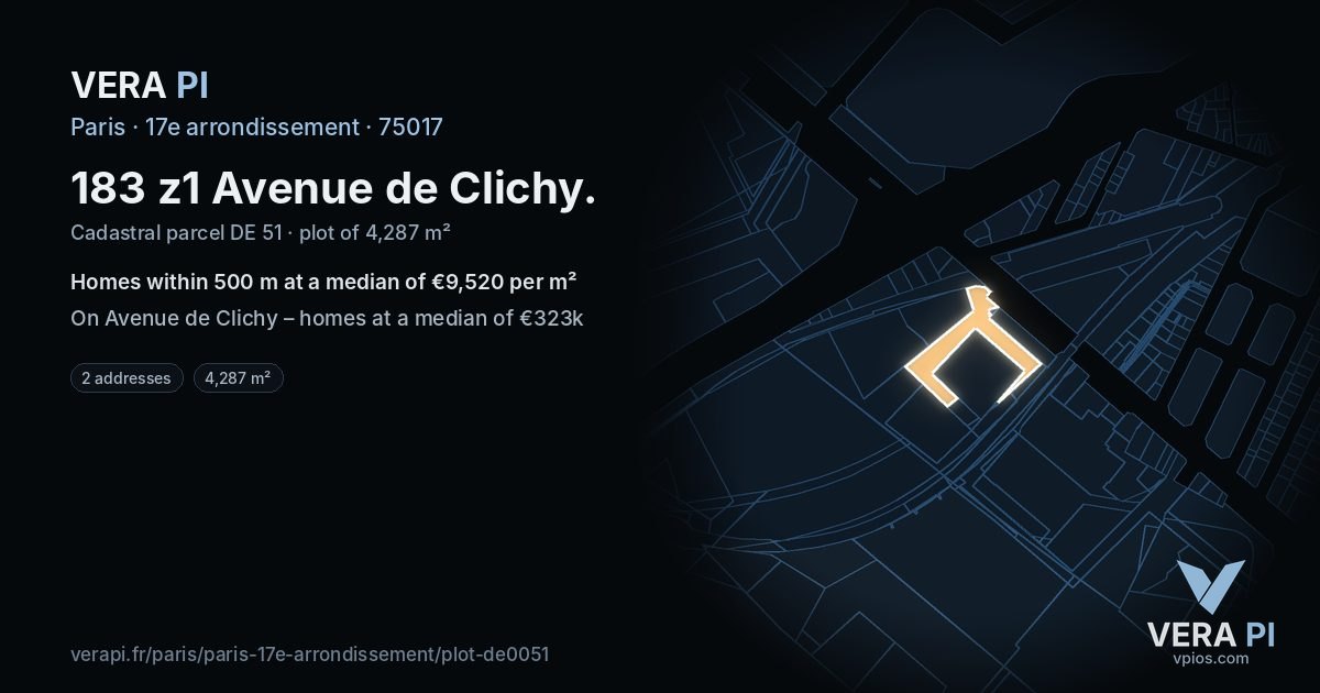 183 z1 Avenue de Clichy, 17e arrondissement at night – the plot lit, the parcels around coloured by the prices near them
