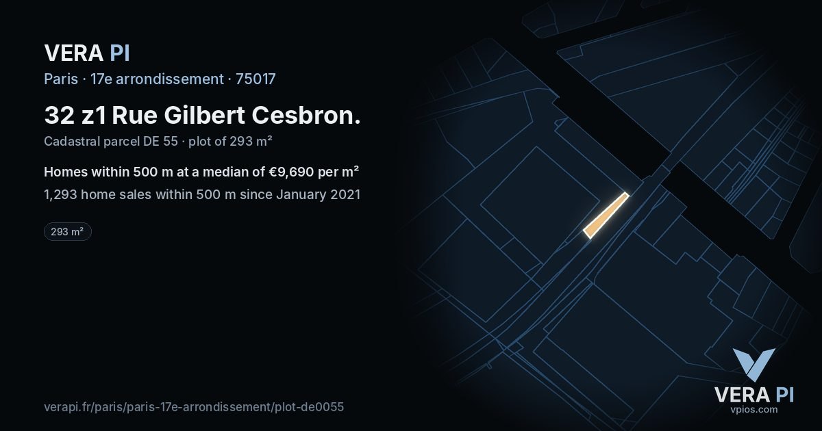 32 z1 Rue Gilbert Cesbron, 17e arrondissement at night – the plot lit, the parcels around coloured by the prices near them