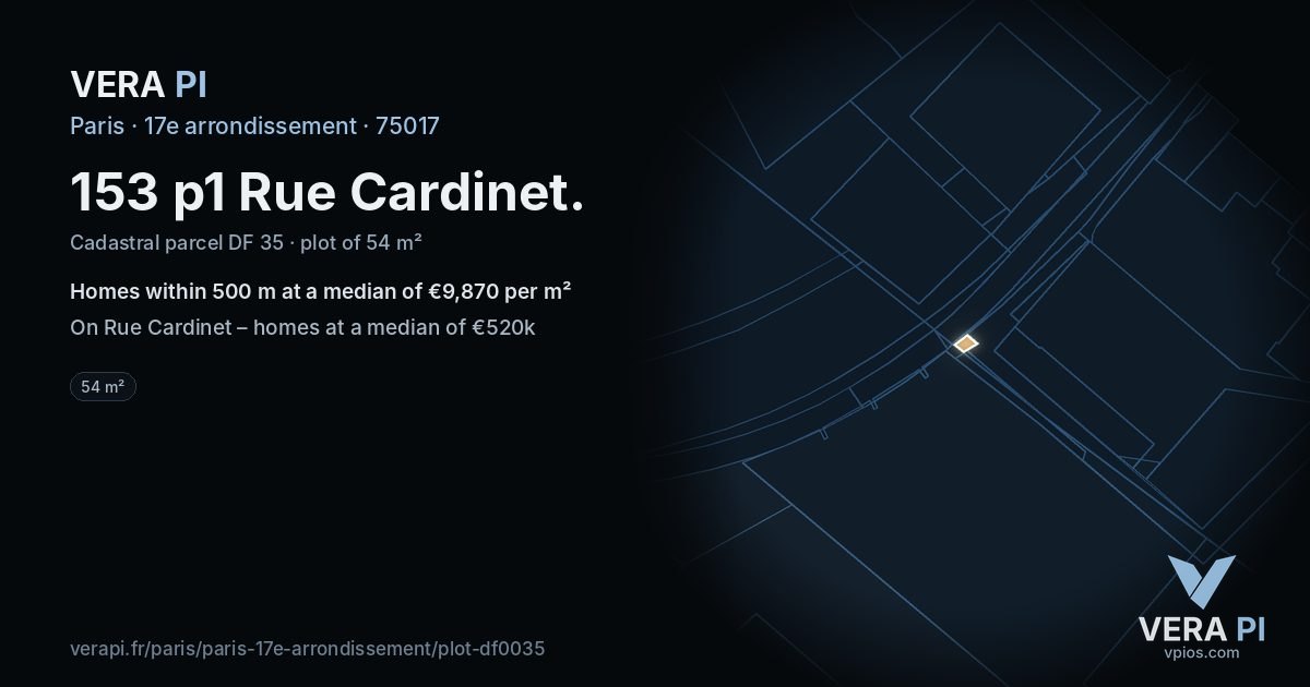 153 p1 Rue Cardinet, 17e arrondissement at night – the plot lit, the parcels around coloured by the prices near them