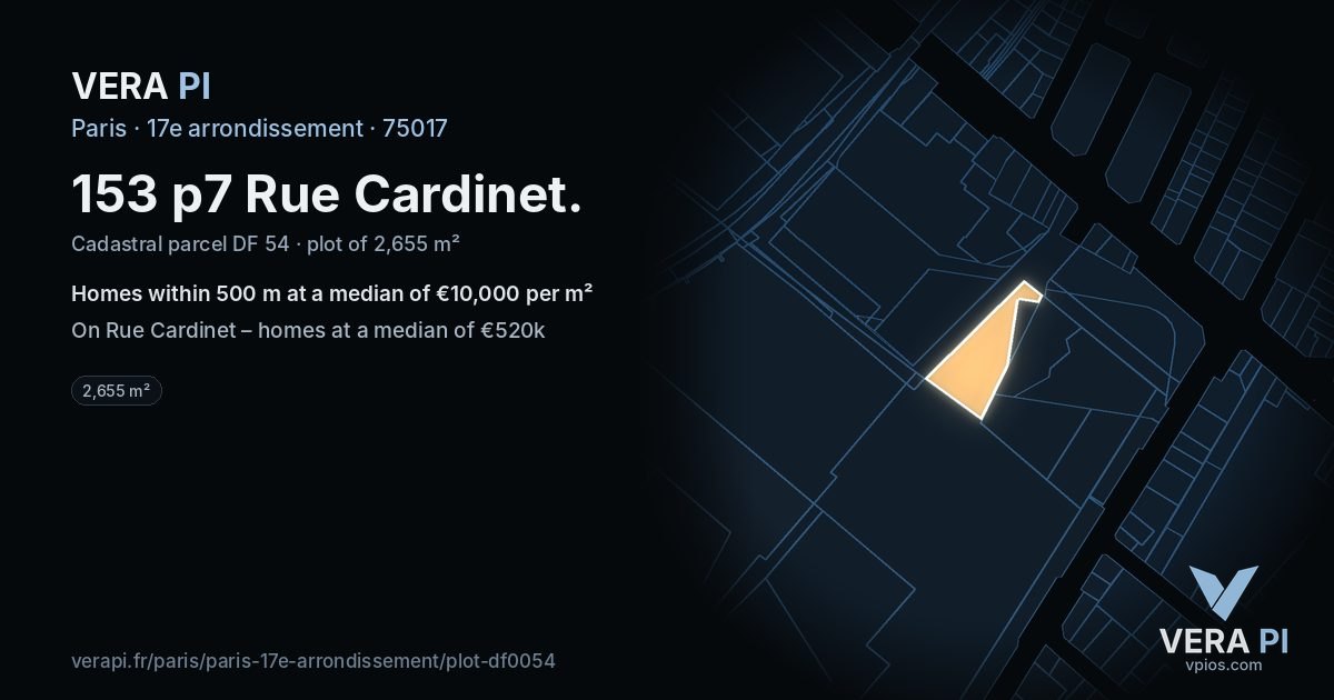 153 p7 Rue Cardinet, 17e arrondissement at night – the plot lit, the parcels around coloured by the prices near them