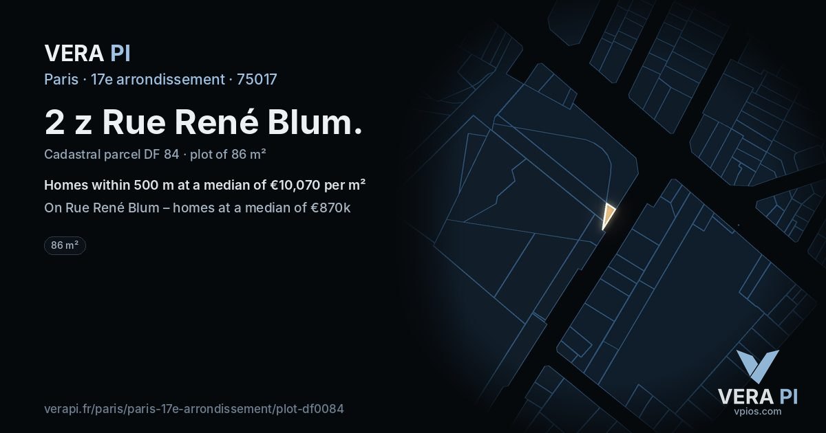 2 z Rue René Blum, 17e arrondissement at night – the plot lit, the parcels around coloured by the prices near them