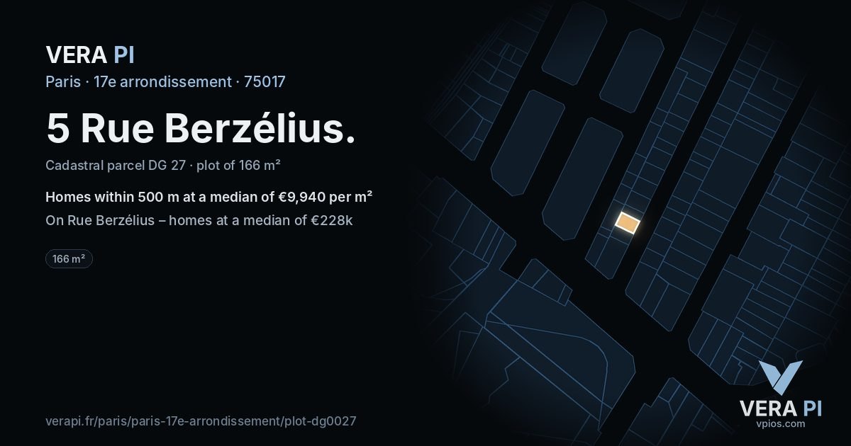 5 Rue Berzélius, 17e arrondissement at night – the plot lit, the parcels around coloured by the prices near them