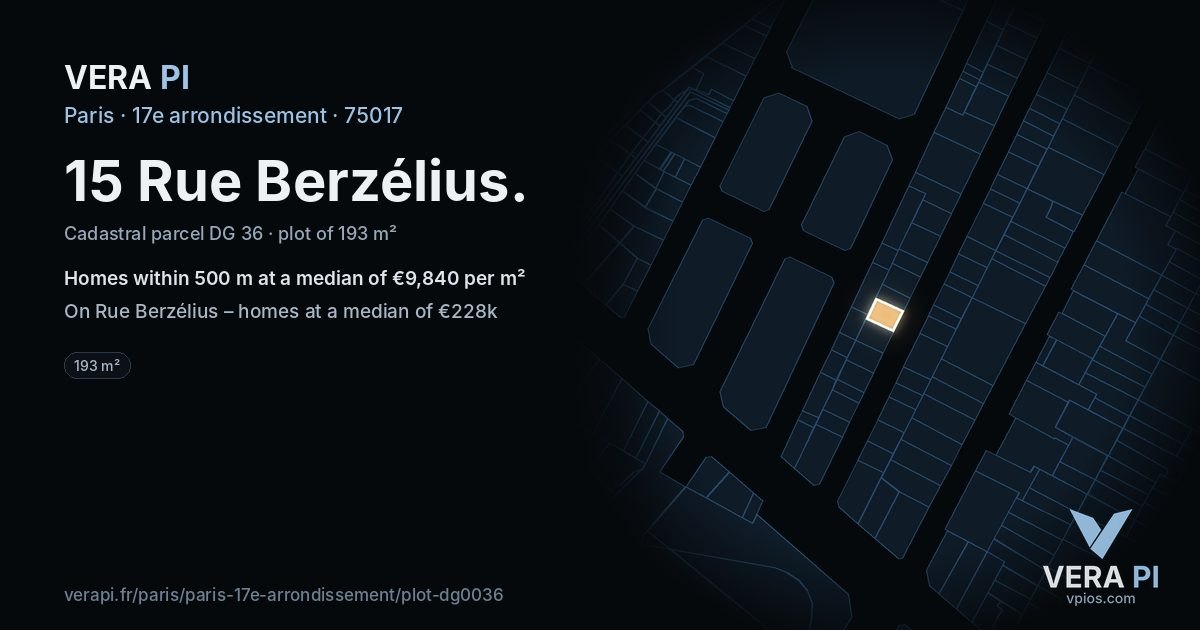 15 Rue Berzélius, 17e arrondissement at night – the plot lit, the parcels around coloured by the prices near them