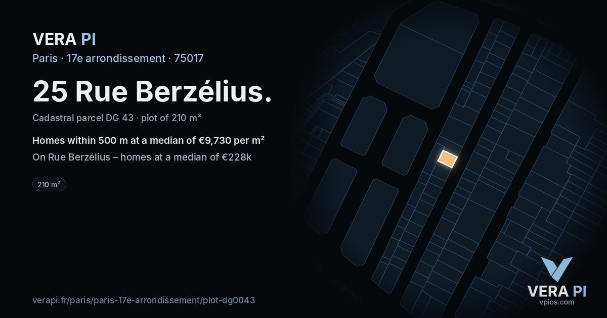 25 Rue Berzélius, 17e arrondissement at night – the plot lit, the parcels around coloured by the prices near them