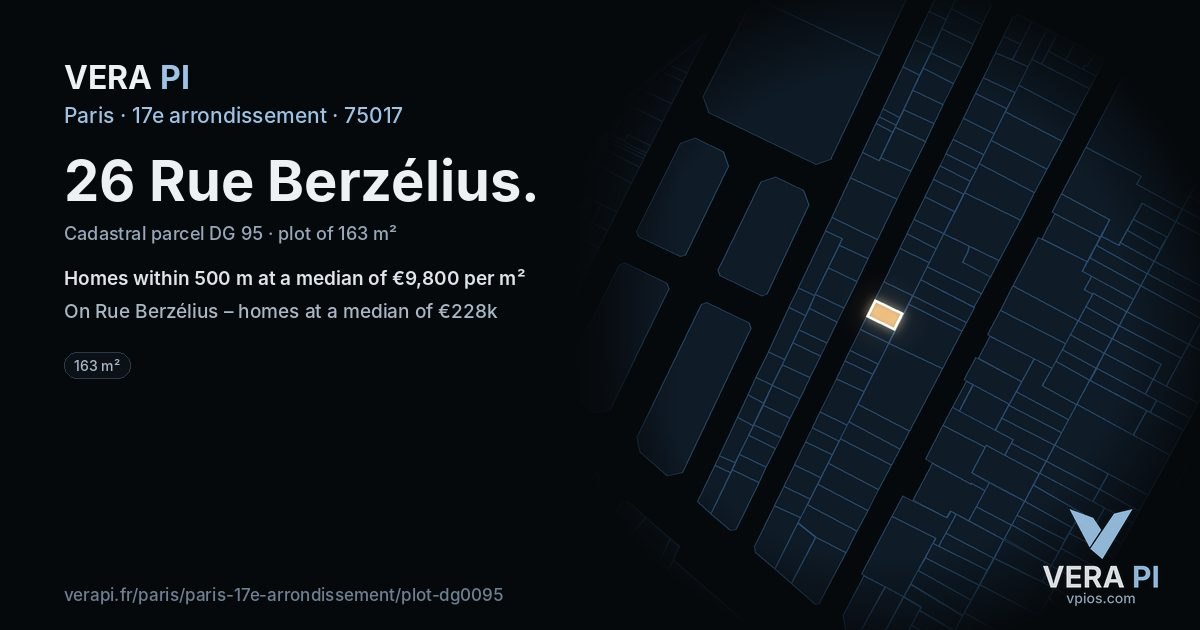 26 Rue Berzélius, 17e arrondissement at night – the plot lit, the parcels around coloured by the prices near them