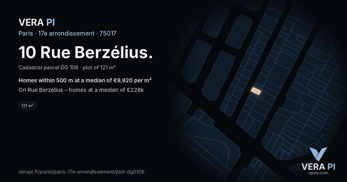 10 Rue Berzélius, 17e arrondissement at night – the plot lit, the parcels around coloured by the prices near them