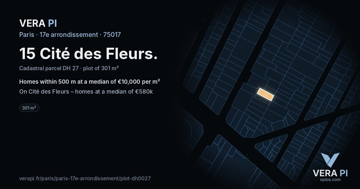 15 Cité des Fleurs, 17e arrondissement at night – the plot lit, the parcels around coloured by the prices near them