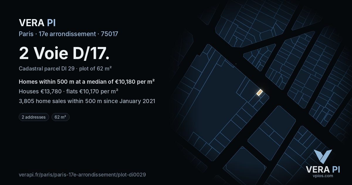 2 Voie D/17, 17e arrondissement at night – the plot lit, the parcels around coloured by the prices near them