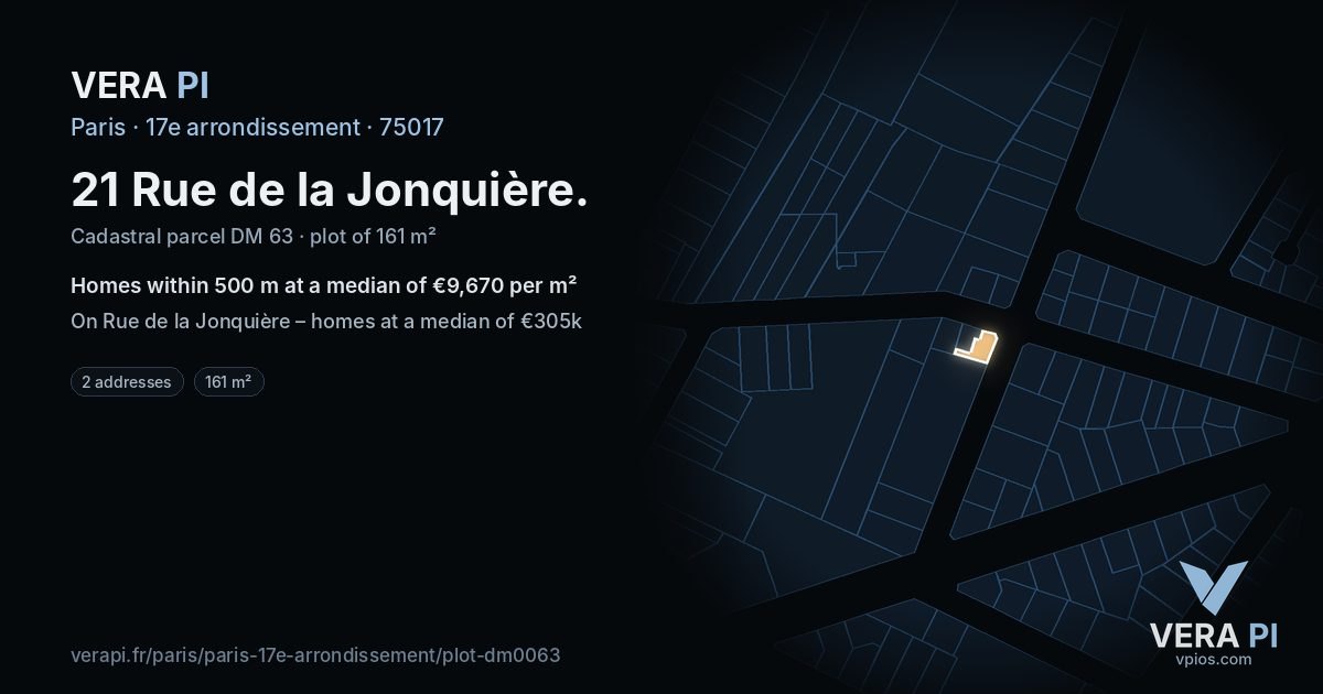 21 Rue de la Jonquière, 17e arrondissement at night – the plot lit, the parcels around coloured by the prices near them