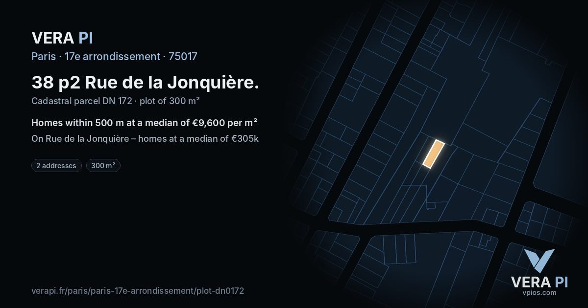 38 p2 Rue de la Jonquière, 17e arrondissement at night – the plot lit, the parcels around coloured by the prices near them