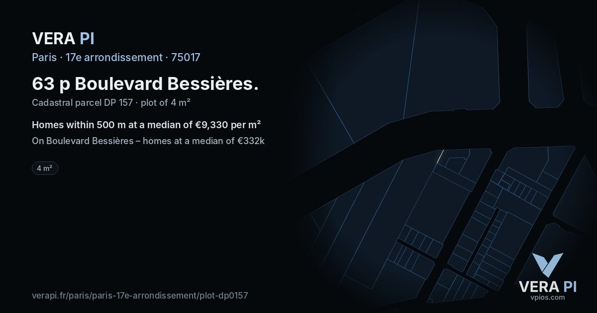 63 p Boulevard Bessières, 17e arrondissement at night – the plot lit, the parcels around coloured by the prices near them