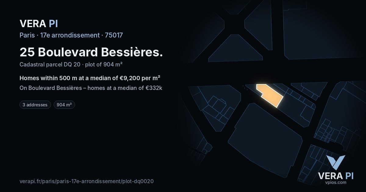 25 Boulevard Bessières, 17e arrondissement at night – the plot lit, the parcels around coloured by the prices near them
