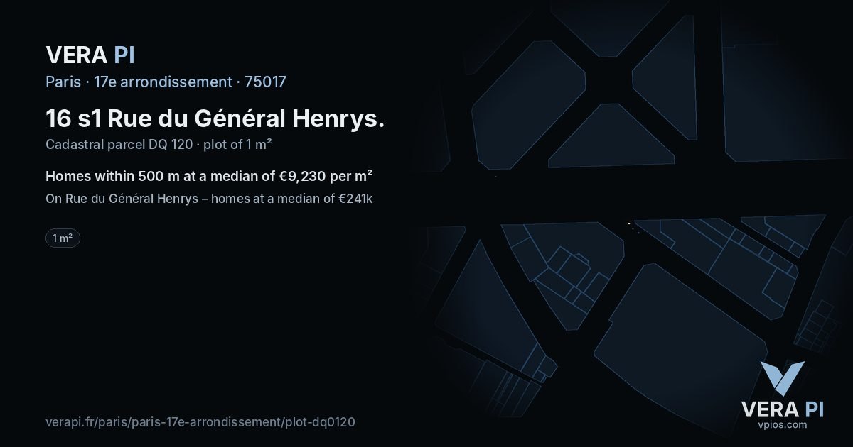 16 s1 Rue du Général Henrys, 17e arrondissement at night – the plot lit, the parcels around coloured by the prices near them