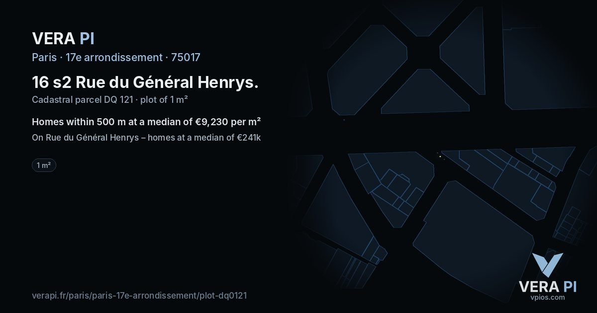 16 s2 Rue du Général Henrys, 17e arrondissement at night – the plot lit, the parcels around coloured by the prices near them