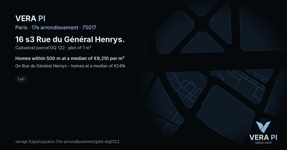 16 s3 Rue du Général Henrys, 17e arrondissement at night – the plot lit, the parcels around coloured by the prices near them