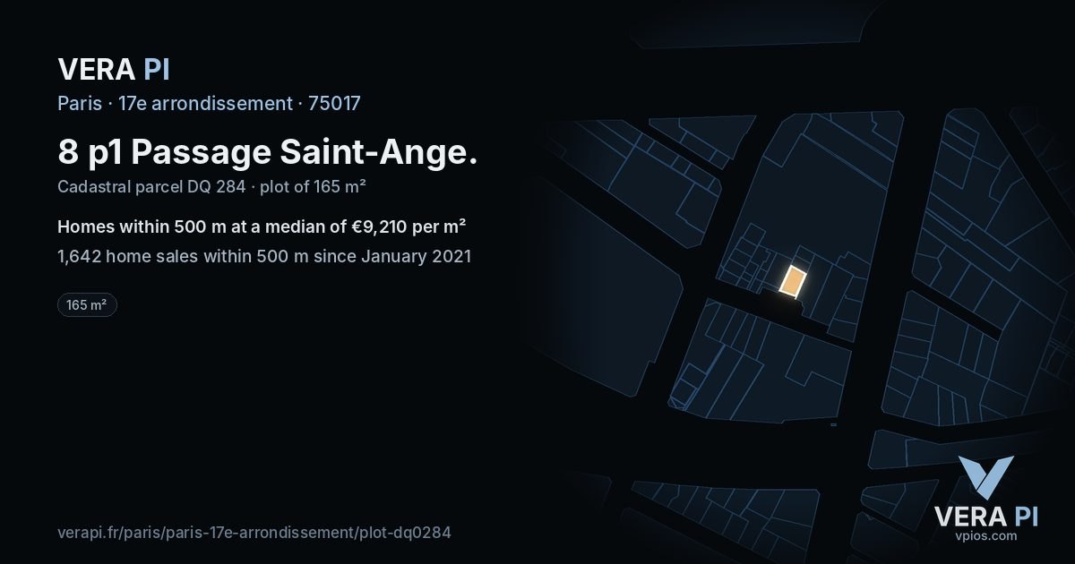 8 p1 Passage Saint-Ange, 17e arrondissement at night – the plot lit, the parcels around coloured by the prices near them