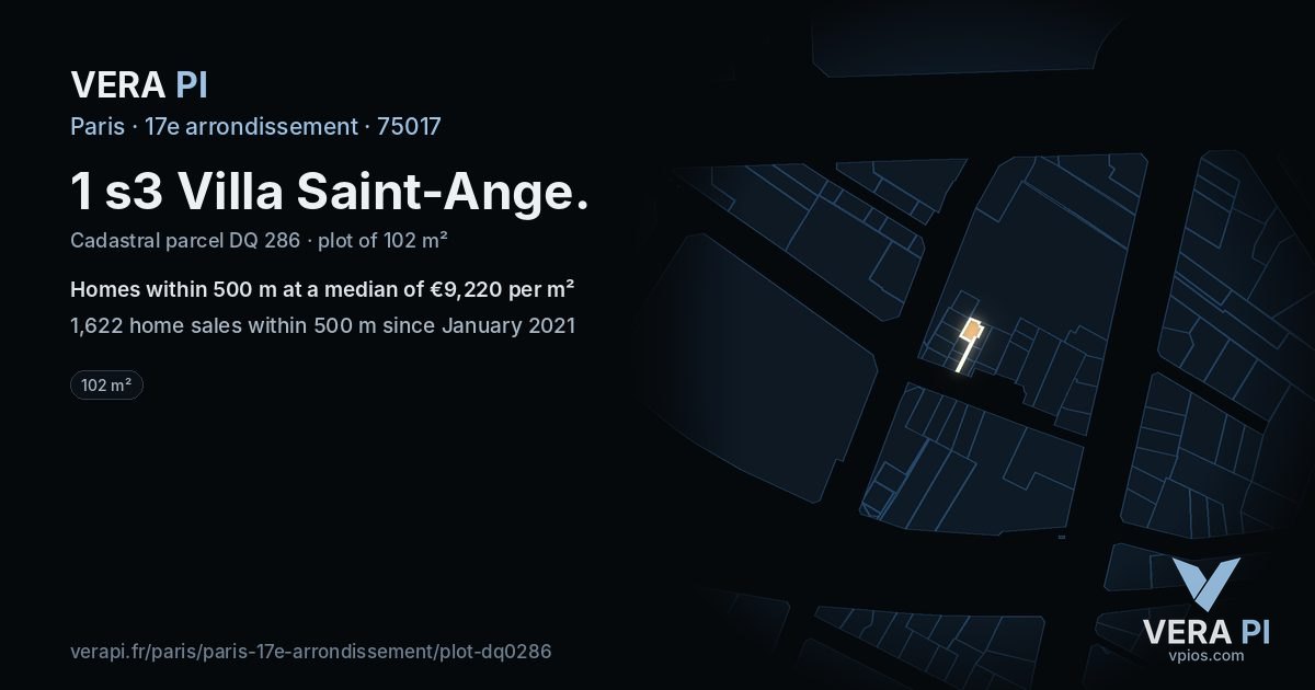 1 s3 Villa Saint-Ange, 17e arrondissement at night – the plot lit, the parcels around coloured by the prices near them