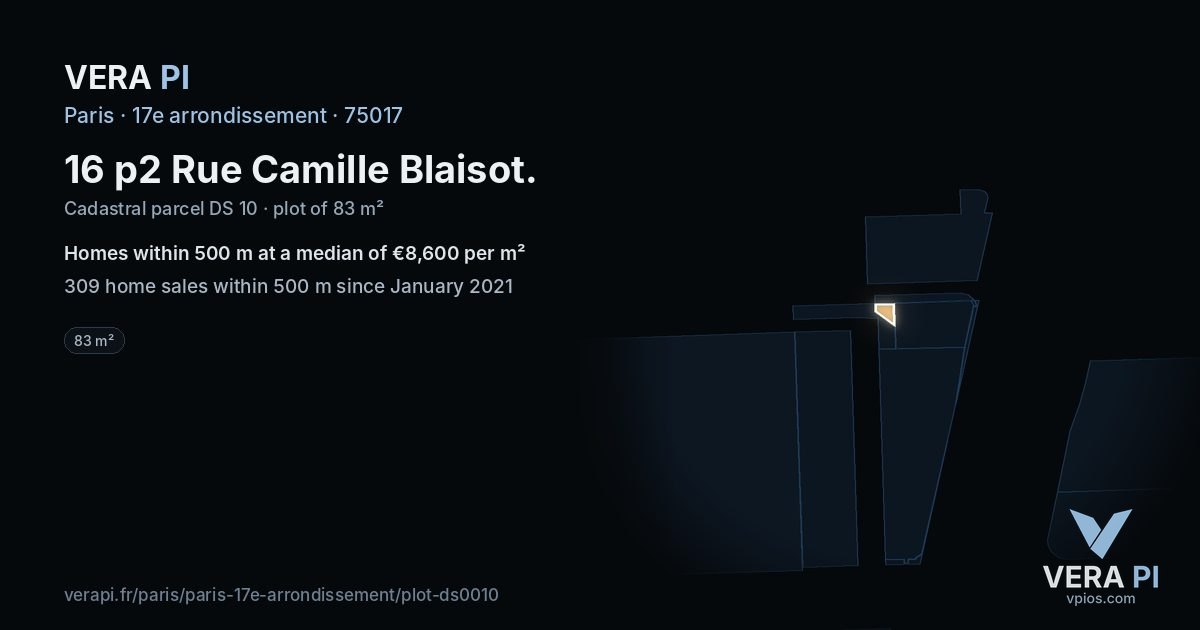 16 p2 Rue Camille Blaisot, 17e arrondissement at night – the plot lit, the parcels around coloured by the prices near them