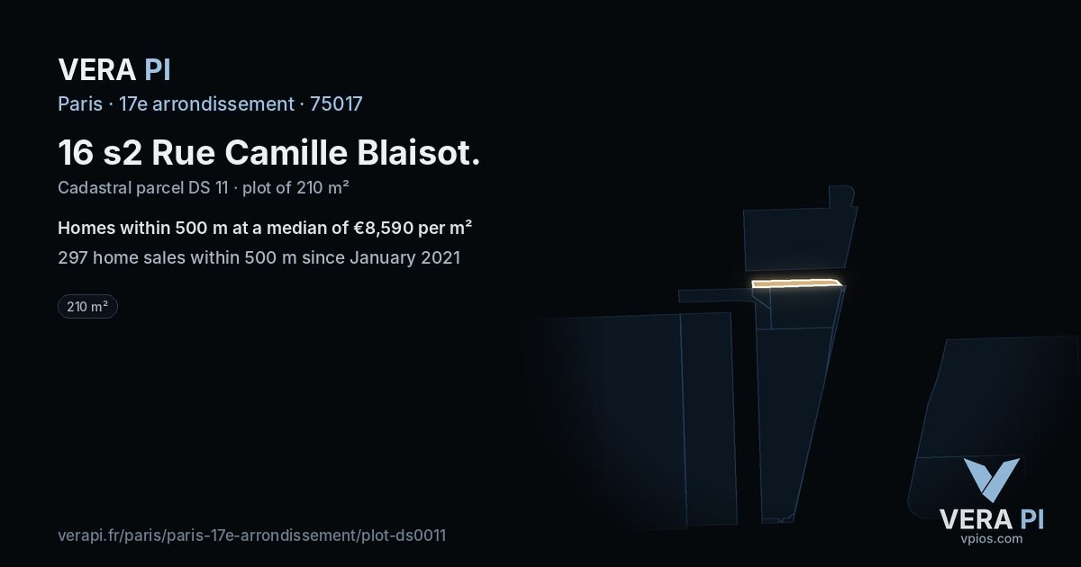 16 s2 Rue Camille Blaisot, 17e arrondissement at night – the plot lit, the parcels around coloured by the prices near them