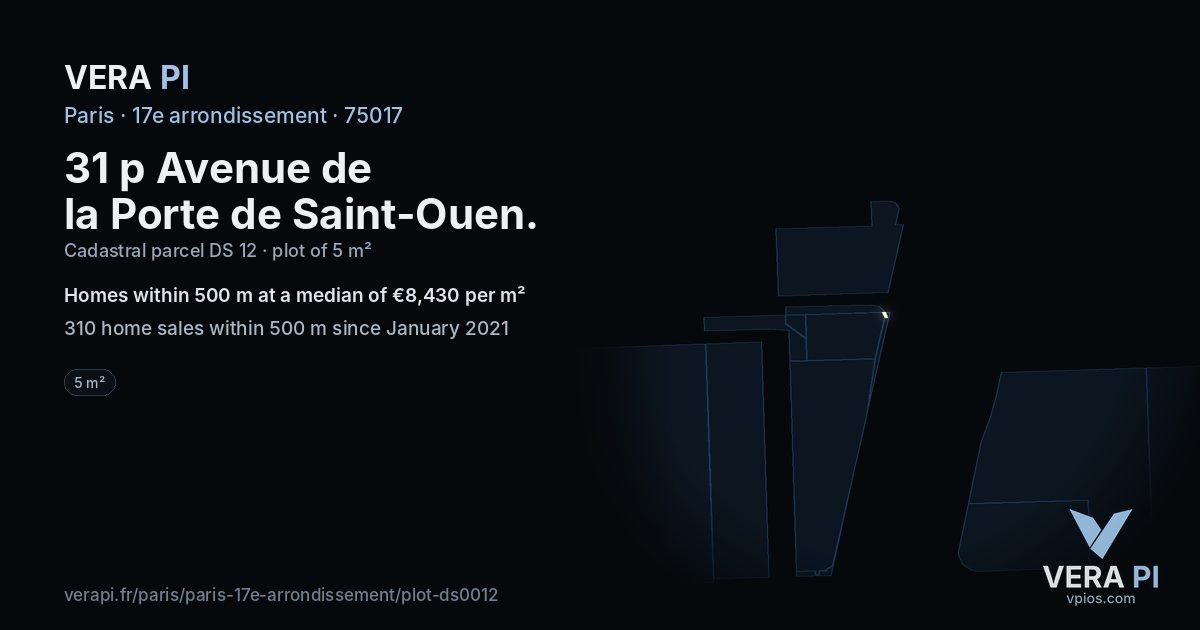 31 p Avenue de la Porte de Saint-Ouen, 17e arrondissement at night – the plot lit, the parcels around coloured by the prices near them