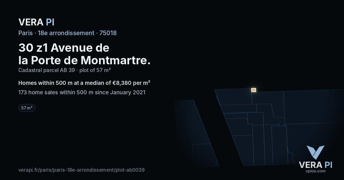 30 z1 Avenue de la Porte de Montmartre, 18e arrondissement at night – the plot lit, the parcels around coloured by the prices near them